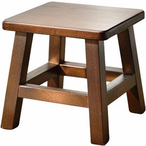 Solid Wood Stool 10 inch Wooden Stool for Kids Small Short Stool Shoe Changing Step Stool (Brown Square)
