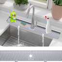 Longer Sink Splash Guard Mat 30 inch, Silicone Faucet Handle Drip Catcher Tray, Longer Silicone Sink Mat for KitchenBathroom, Drip Protector Splash Countertop (Grey) (Gray)
