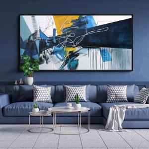 KLAKLA Wall Art for Living Room - Blue Abstract Canvas Pictures Framed Artwork for walls Extra Large Prints for Bedroom Above the Bed Decor, 30x60