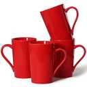 Smilatte 12 oz Coffee Mugs for Office Party, M099 Novelty Marble Ceramic Tea Cups for Women Men, Set of 4,Christmas Red