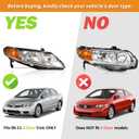 Headlights Assembly for 2006-2011 Honda Civic 4-Door Headlamp Replacement Chrome Housing Driver & Passenger Side (NOT fit 2-Door)