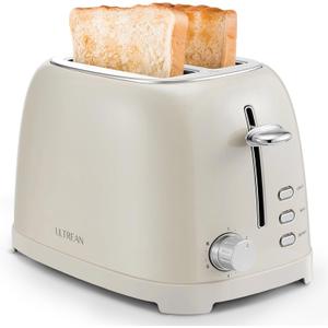 Ultrean Toaster 2 Slice with Extra-Wide Slot for Toasting Bagels, Breads, Waffles & More, Stainless Steel Material with Removable Crumb Tray, 6 Browning Settings