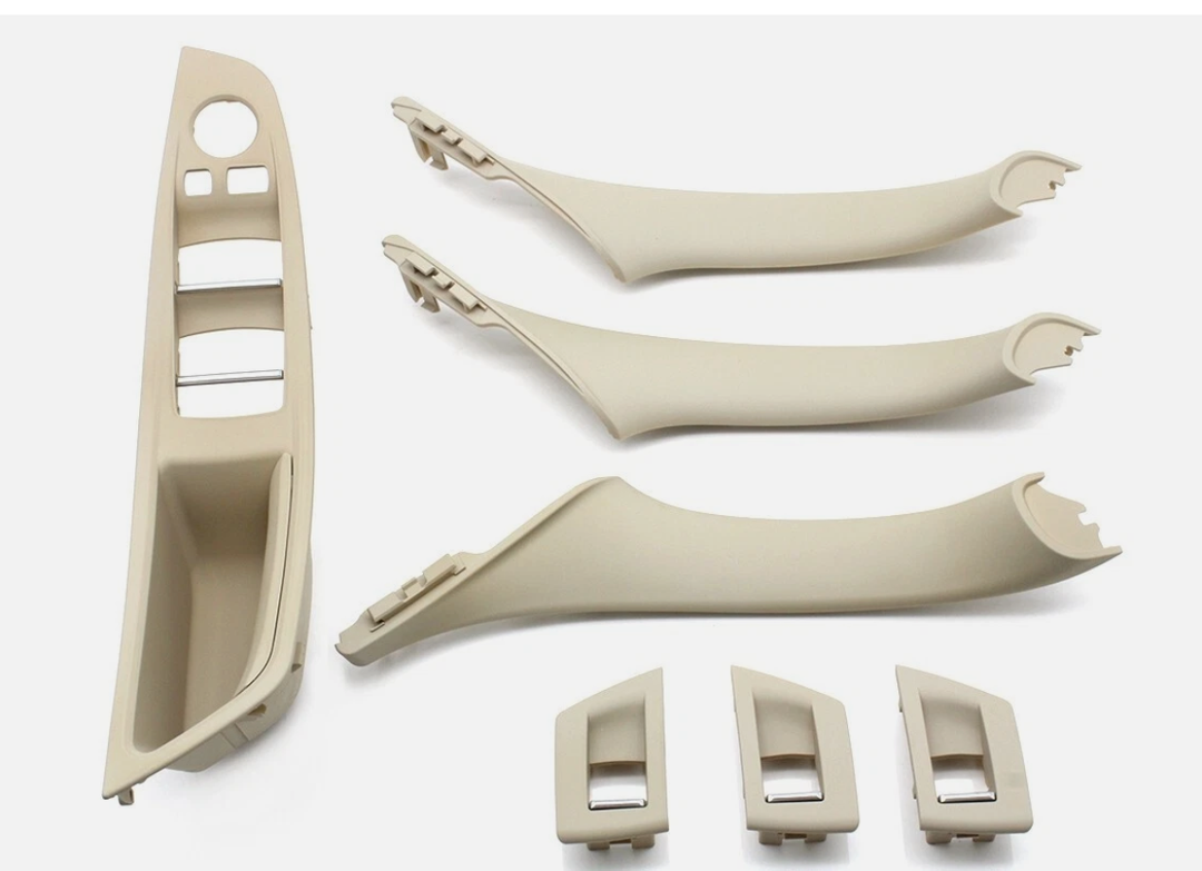 Jaronx 7PCS Door Handle Kit for BMW 5 Series F10/F11,Driver Side Window Switch Armrest+ Passenger Door Pull Handle+Window Switch Covers for BMW 520 523 525 528 530 535 (20102016) (OffWhite/LCCX)
