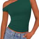 PRETTYGARDEN Women's Off The Shoulder Crop Top - Chic Asymmetrical Going Out Tops for Summer 2026, Slim Fitted & Breathable (XL)