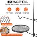 VEVOR Swivel Campfire Grill, Fire Pit Grill Grate over Fire Pits, Heavy Duty Steel Grill Grates, 360 Adjustable Open Fire Outdoor Cooking Equipment, Portable Camp Fire Racks for Camping Outdoor BBQ