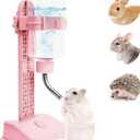 VANNON Pet Standing Water Dispenser Top Fill Dog Water Bottle Dispenser with Stand Leakproof Pet Slow Water Bottle for Small Animals, 13oz, BPA Free, Adjustable Height, Pink