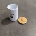 Dog Treat Container Airtight - 5 Inch Wide x 9 Inch Tall Ceramic Dog Treat Jar for Kitchen Counter with Airtight Bamboo Lid - 7 Cup Capacity Pet Treat Container - Doggie Cookie Jar - Treats Canister (White)