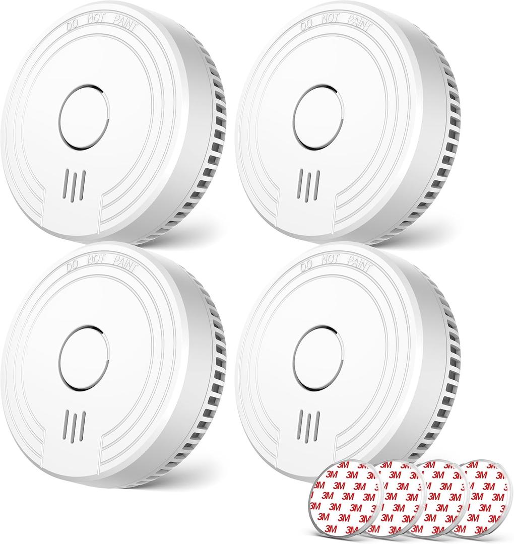 Ecoey Smoke Alarm Fire Detector with Photoelectric Technology and Low Battery Signal (Battery Include), Fire Alarm with Test Function for Home, Bedroom, FJ136GB, Pack of 3