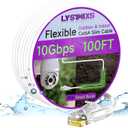 Lysymixs Cat6a Slim Ethernet Patch Cable 100ft Indoor & Outdoor, Flexible 10G Cat6 Internet Network Cable Waterproof LLDPE UV Jacket, Pure Copper Cat 6 Ethernet Cable, White