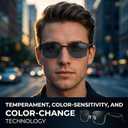 AI Smart Translation Glasses, 164 Language Voice Translator, Open-Ear Bluetooth Glasses with Speakers, Photochromic Lenses, Lightweight 170mAh Battery for Men Women Travel and Work