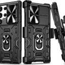VEGO for Galaxy S23 Ultra Case with Kickstand, Slide Camera Cover & Rugged Belt Clip Holster Full-Body Drop Tested Protective Case for Samsung Galaxy S23 Ultra 6.8 Inch - Black