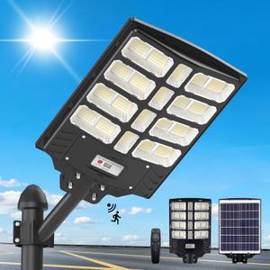 Kifflux 5000W Solar Street Lights Outdoor - Solar Lights Outdoor Waterproof, Commercial Solar Parking Lot Lights Dusk to Dawn & Motion Sensor, LED Flood Lights Solar Powered for Yard, Outside