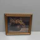 Vintage Gold Framed Wall Art for Home Decor, Farmhouse Rustic Dark Floral Autumn Painting, Moody Warm French Country Cottage Botanical Wall Decor Canvas Artwork for Bathroom, Living Room, Desktop Wall Art decor - 8x10Inch