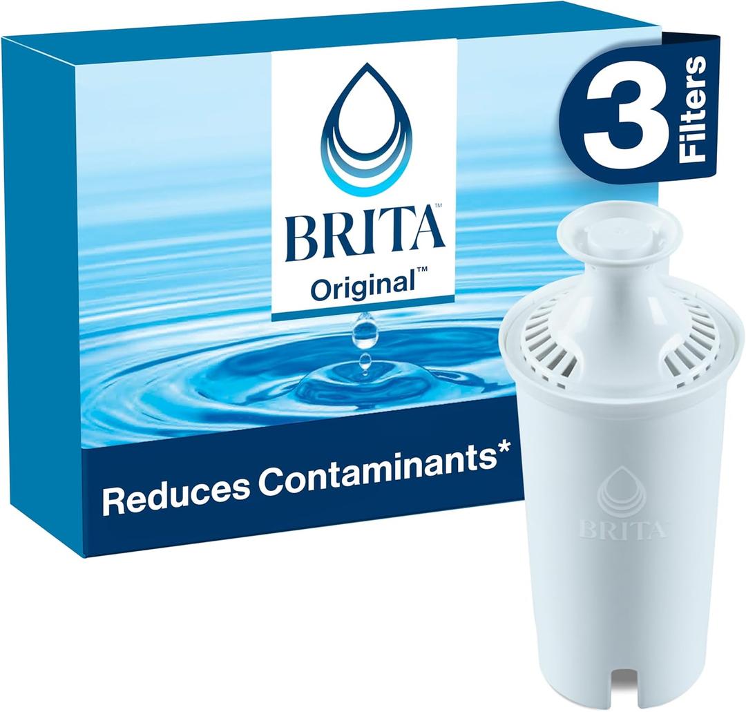Brita Standard Water Filter for Pitchers and Dispensers, BPA-Free, Reduces Copper, Cadmium and Mercury Impurities, Lasts Two Months or 40 Gallons, Includes 3 Filters for Pitchers (3 Count)