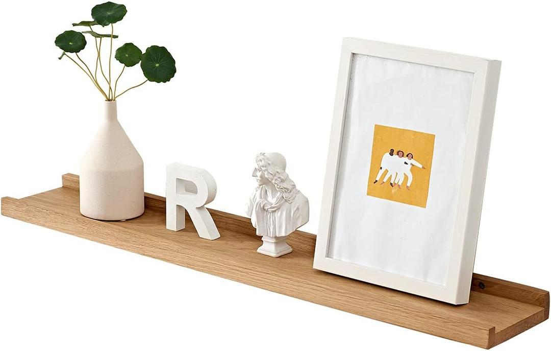 Floating Shelf for Wall Natural Oak Wood Wall Shelves 36 Inch (Upgrade Width 6"), Display Picture Ledge Shelf for Bedroom Living Room Bathroom Office Kitchen Storage Shelves