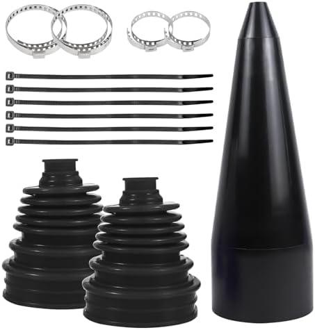 Wuyaoyao 13PCS CV Axle Boot Repair Kit, 2PCS Silicone CV Boot with 4 Stainless Steel Clamps & 6 Cable Ties & Expander Tool, Waterproof Dustproof CVs Joint Boots Kit, Universal Car Accessories (Black)