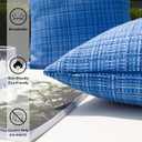 Kevin Textile Pack of 2 Decorative Outdoor Waterproof Throw Pillow Covers Stripe Square Pillowcases Modern Cushion Cases for Patio Couch Bench 22 x 22 Inch Blue