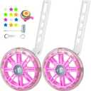 DDJKCZ Training Wheels Flash Mute Wheel Bicycle Compatible for Bikes of 12 14 16 18 20 Inch (light-PINK)