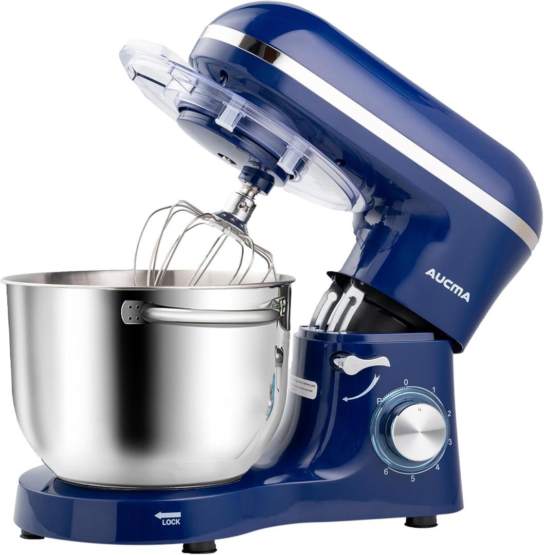 Aucma Stand Mixer,6.5-QT 660W 6-Speed Tilt-Head Food Mixer, Kitchen Electric Mixer with Dough Hook, Wire Whip & Beater (6.5QT, Royal Blue) Aucma Stand Mixer,6.5-QT 660W 6-Speed Tilt-Head Food Mixer, Kitchen Electric Mixer with Dough Hook, Wire Whip & Beater (6.5QT, Royal Blue)