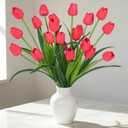 Homsunny 18.9 "Large Red Imitation Tulip Artificial Flowers, 15-Piece Pack. Perfect for Spring Weddings, Valentine's Day, Easter, Mother's Day, and Elegant Home and Table vase Arrangements.