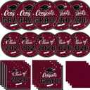 Gatherfun Graduation decorations 2026 Graduation Party Supplies Maroon Disposable Paper Plates Luncheon Napkins Cocktail Napkins for Congrats Grad Party Decorations, Serve 50