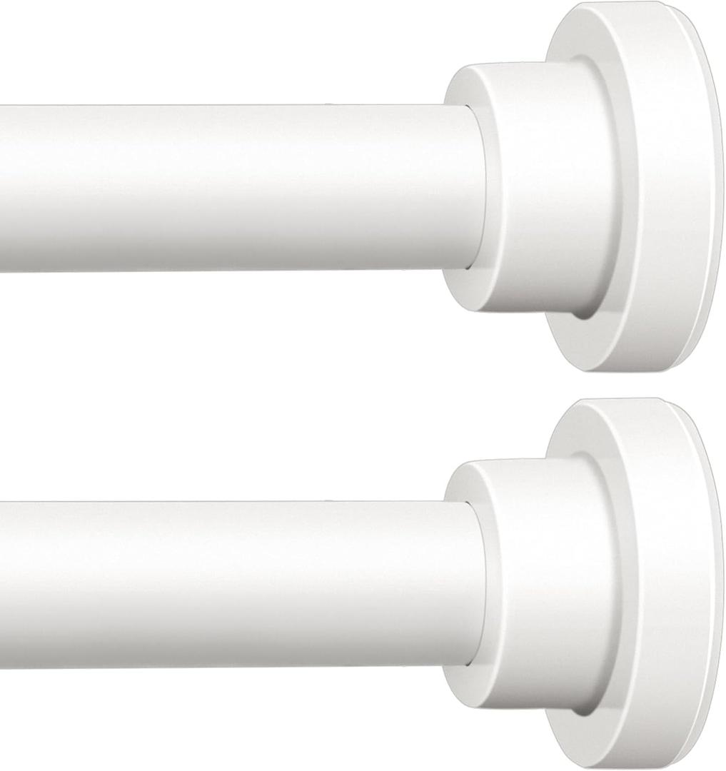 ENJOYBASICS 2 Pack Adjustable Spring Tension Curtain Rods 32 to 66 Inches, Stainless Steel White Shower Rod No Drilling for Window, Bathroom, Closet, Room Divider, 7/8" Diameter