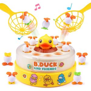 B.Duck Bounce Catch Game,Board Games,Fun Bounce & Catch Duck Toy, Interactive Family Game for 3-7 Year Olds, Party Game for Toddlers & Kids (Yellow)