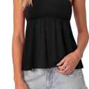 SUUKSESS Women Peplum Tube Tops with Built in Bra Summer Cute Sleeveless Strapless Babydoll Tank Top (Black, L)