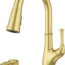 Pfister Alderwood Kitchen Faucet with Pull Down Sprayer and Soap Dispenser, Single Handle, NSF Certified, Brushed Gold Finish, F5297AWBG