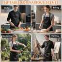 Apron for Women Men Chef, Adjustable Aprons with Pockets for Cooking Serving Painting Gardening, Gift for Friends (Black)