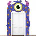 Little Monster Door Banner Monster Party Decoration Cartoon Birthday Porch Banner Cute Cartoon Theme Door Hanging Backdrop for Kids Birthday Party Photo Booth Prop Supplies