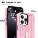 Ufbara Compatible with iPhone 16 Pro Case, Cute Glossy Wavy Stripe Design