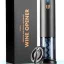 VINABON Electric Wine Opener - Updated 2026 One-Touch Automatic Wine Bottle Opener Corkscrew - Rechargeable (Up to 100 Bottles/Charge) with Foil Cutter Stand, LED Indicator. Includes Wine Guide eBook