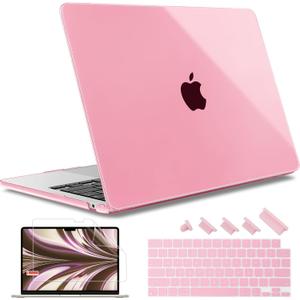 May Chen Compatible with M4 MacBook Air 15 inch Case 2025 2024 2023 A3241 A3114 M3 A2941 M2 with Liquid Retina Display & Touch ID, Plastic Hard Shell with Keyboard Cover - Crystal Pink