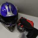 Adult Motocross Dirt Bike Helmet with Goggles, Gloves & Mask Dirt Bike ATV Helmet for Unisex-Adult Men Women Adjustable Sun Visor DOT/FMVSS-218 Off-Road Motorcycle Helmet UTV Helmet Downhill (New Blue Flame) XL