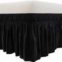 MEILA Wrap Around Bed Skirt Three Fabric Sides Elastic Dust Ruffled 18 Inch Tailored Drop,Easy to Install Fade Resistant-Black, Queen/King