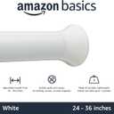 Amazon Basics No Drill Spring Tension Curtain Rod, Adjustable 24-36" Width, White, Classic Finial