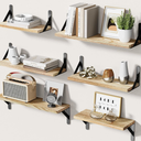 AMADA HOMEFURNISHING Floating Shelves for Wall - Wood Wall Shelves for Room Set of 6 - Wall Shelf for Bathroom, Bedroom Storage, Living Room and Kitchen Wall Decor