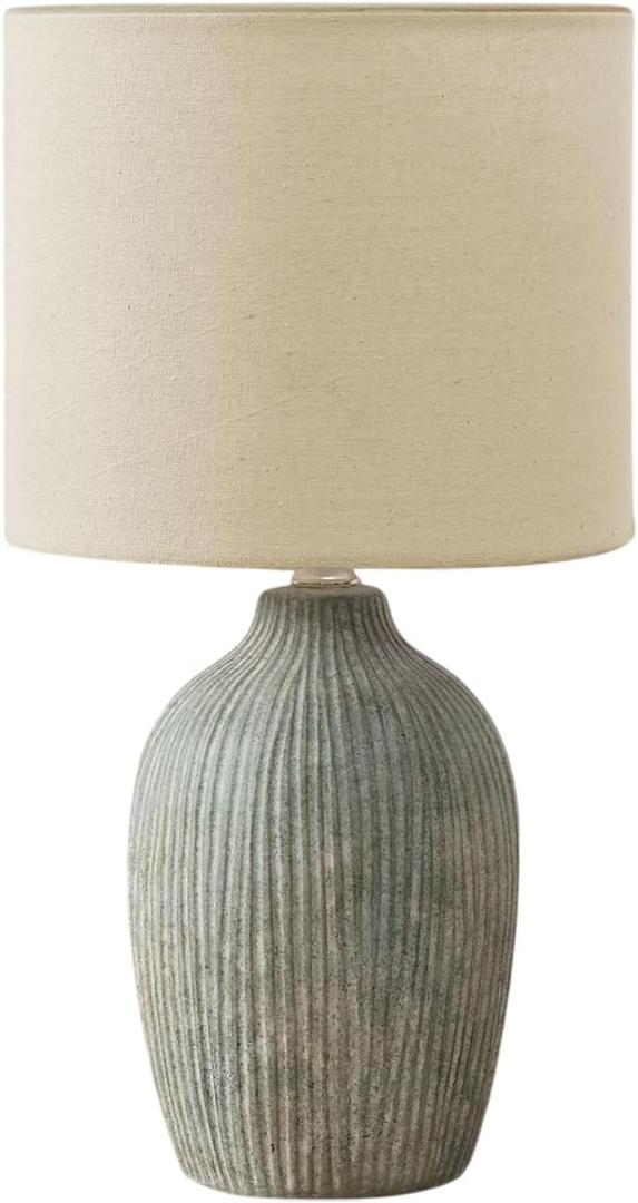 Monarch Specialties I 9784 Lighting, Table Lamp, 18" H, Green Ceramic, Beige Shade, Contemporary, Modern