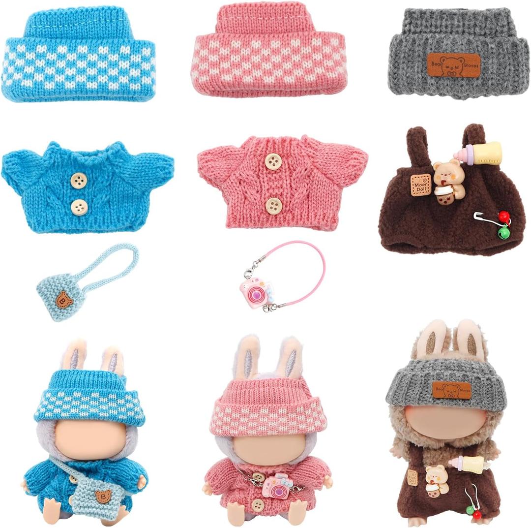 3 Sets Clothes for Doll, Clothes Set for 17cm Dolls, Doll Clothes Suitable for Dolls Accessories (NO Doll)