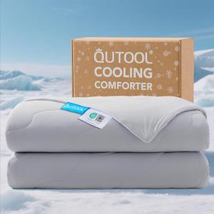 QUTOOL Cooling Blankets for Hot Sleepers Summer Comforter for Night Sweats Full/Queen Size, Double-Sided Cold Blanket Q-Max>0.4 Tech, All-Season Bedding Lightweight Breathable Comforter Gray 90"x90"