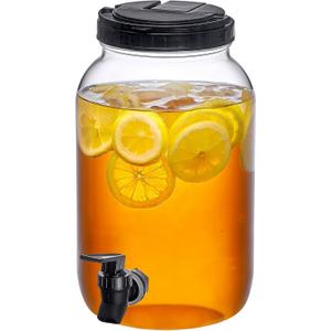 Amazing Abby - Beverly - Plastic Beverage Dispenser with Spigot (1 Gallon, 4 Quart), Drink Dispenser for Fridge and Party, BPA-Free, Shatter-Proof, Great for Lemonade, Iced Tea, Punch, and More