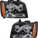 labwork Headlight Assembly Replacement for Suburban Tahoe Avalanche 2007-2014 Projector Headlamp for Driver and Passenger Side Black Housing