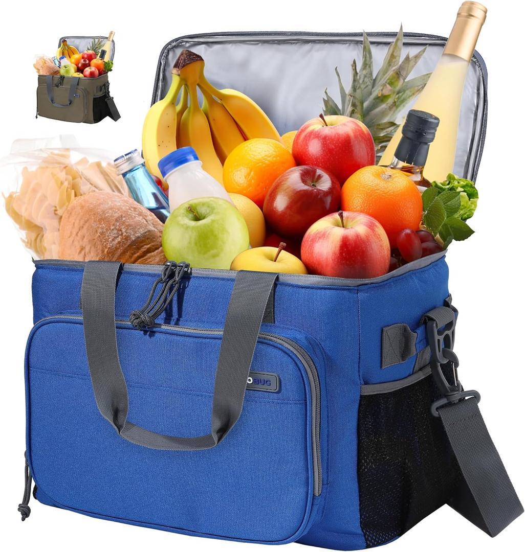 Large Cooler Bag 40-Can Capacity - Portable Soft Cooler Bags Insulated for Travel, Leakproof Collapsible Coolers for Picnic, Beach, Camping & Road Trips, Food & Drinks Travel Cooler Bag (Blue)