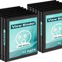 Heture 3 Ring Binder 0.5 Inch 12 Pack, 0.5" Clear View Round Ring Binders, PVC-Free, Holds for 100 Sheets 8.5"x 11" US Letter Size Paper, 1/2 in Durable Black Binders for Office,School and Home.