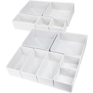 12 Pack Drawer Organizer Clothes, Foldable Fabric Dresser Organizer Closet Organizers and Storage Box for Underwear,Folded Clothes,Baby Clothing,Socks,Bra,Towels,Ties(12 Pack,White)
