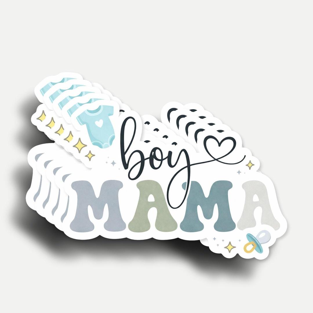 2 x (5Pcs) Boy Mama Sticker 3 Inch, Funny Boy Mom Club Mother's Day Mommy Gifts Decorations, Gifts for Mom Motivational Quote Decal Waterproof Vinyl for Laptop, Water Bottles, Car, Phone