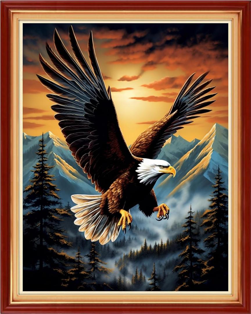 DMCVIVR Stamped Cross Stitch Kits for Adults Beginners Embroidery Kits 11CT Needlepoint Kits Cross Stitch Patterns Embroidery Patterns-Eagle Sunrise 16x20 inch (Handicrafts14)