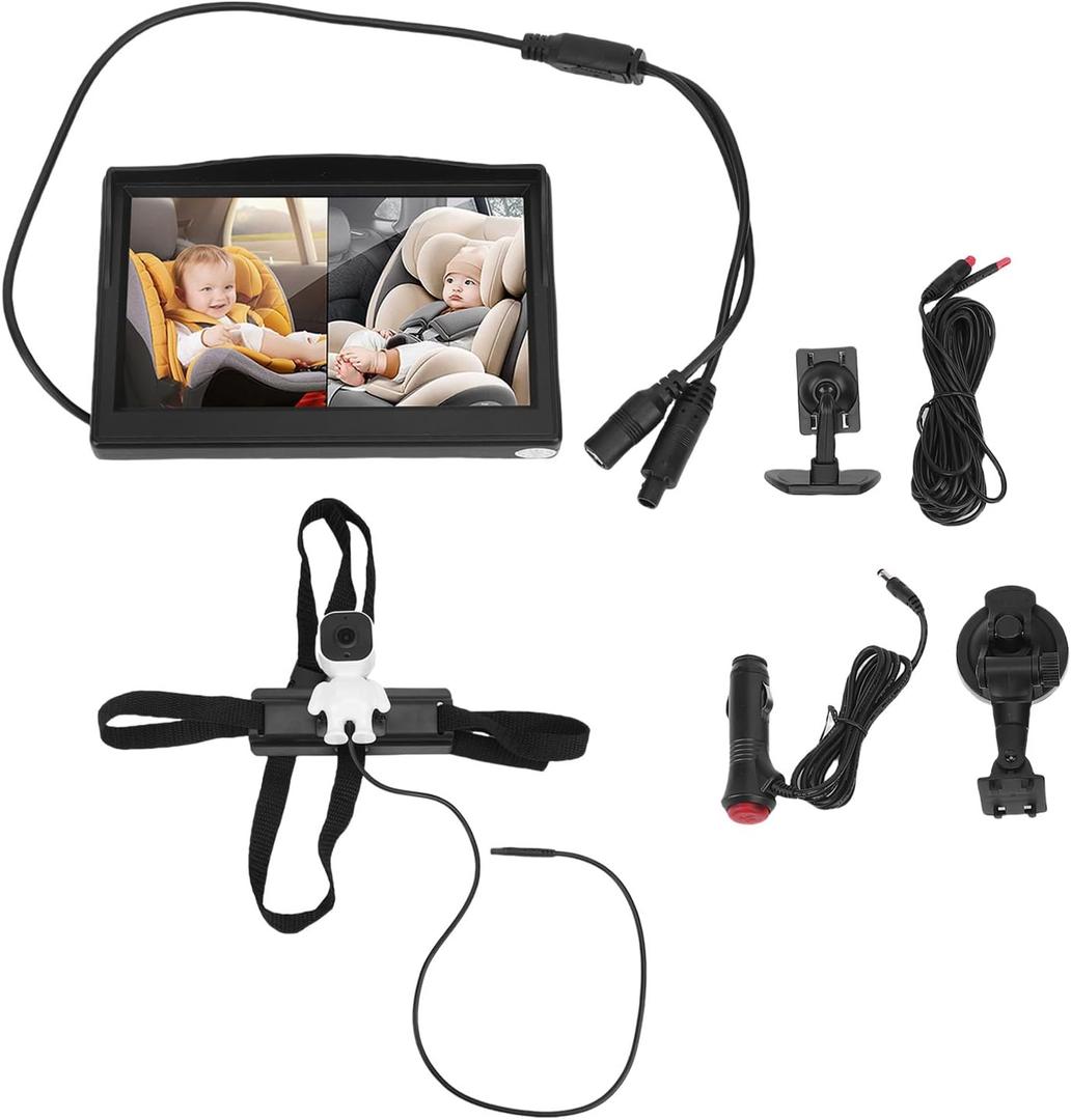 Diydeg Baby Car Camera, 5 Inch HD Display with Suction Bracket and No Latency Transfer, Adjustable Brightness for Rear Facing Car Seat Safety, Driving