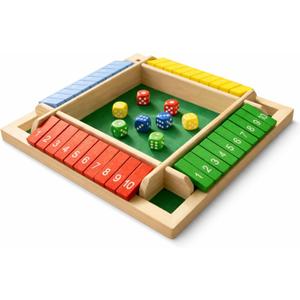 Shut the Box Game Wooden - Travel Size 4 Way Close The Box Dice Game with Instructions - Math Learning Board Games for Kids Adults - Family Games Night Classroom Home Party Gift Ideas